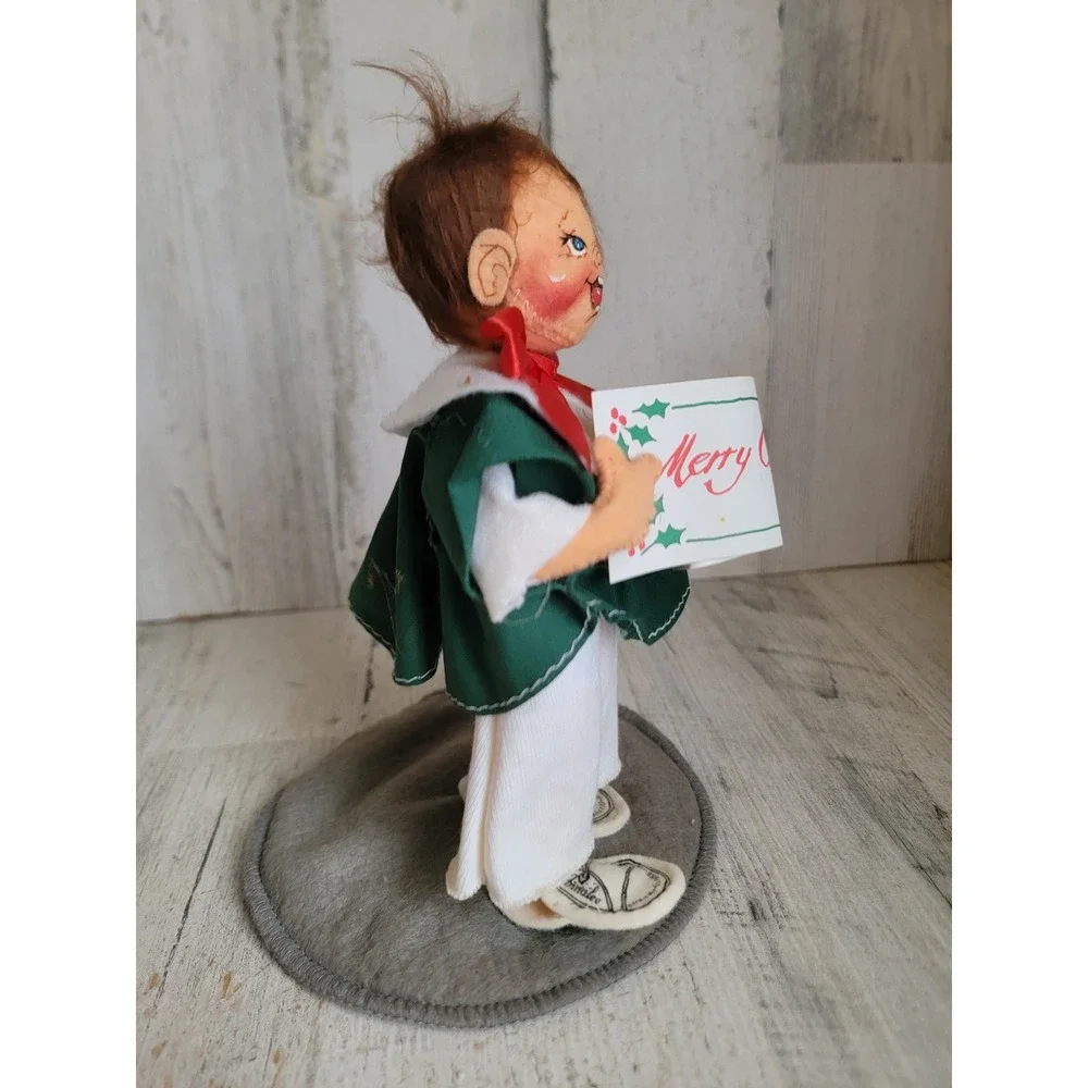 Annalee caroler boy music sheet vintage Xmas mobility doll home decor